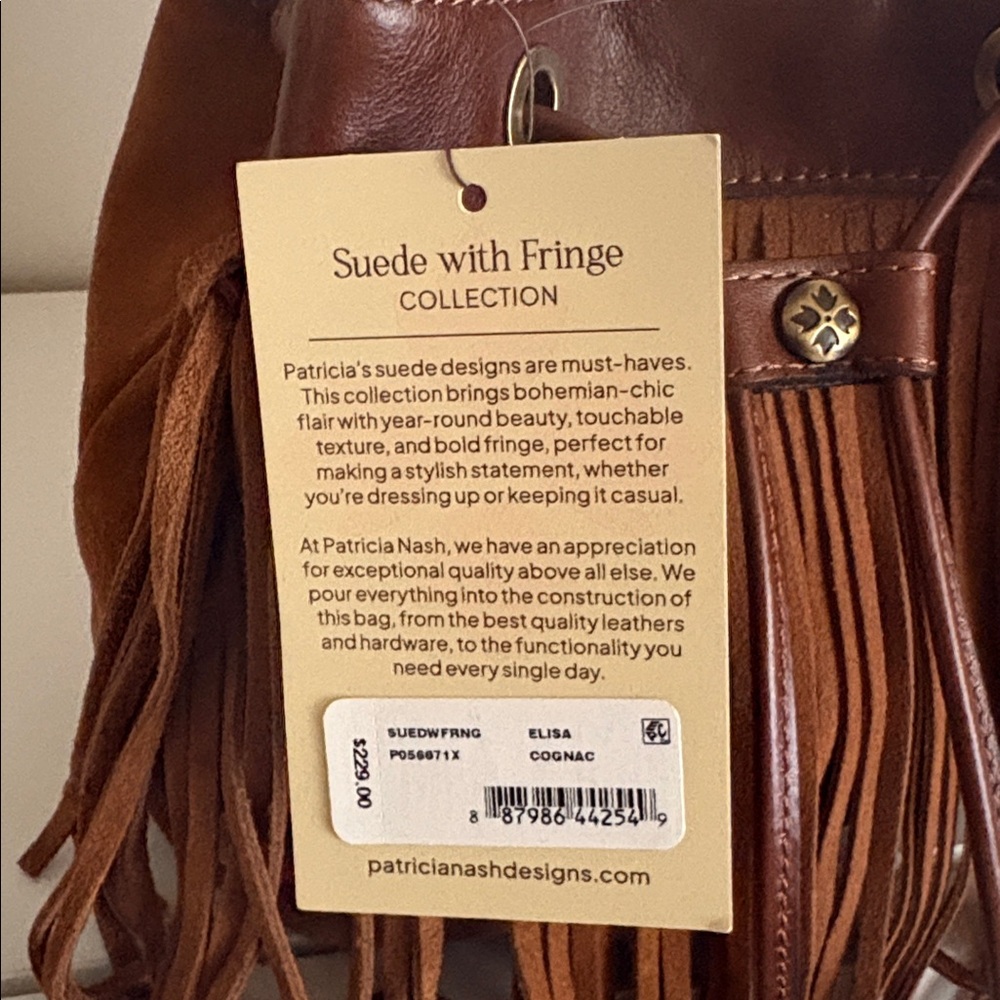 NWT Patricia Nash Elisa Suede Fringe Bucket bag purse - Picture 3 of 12